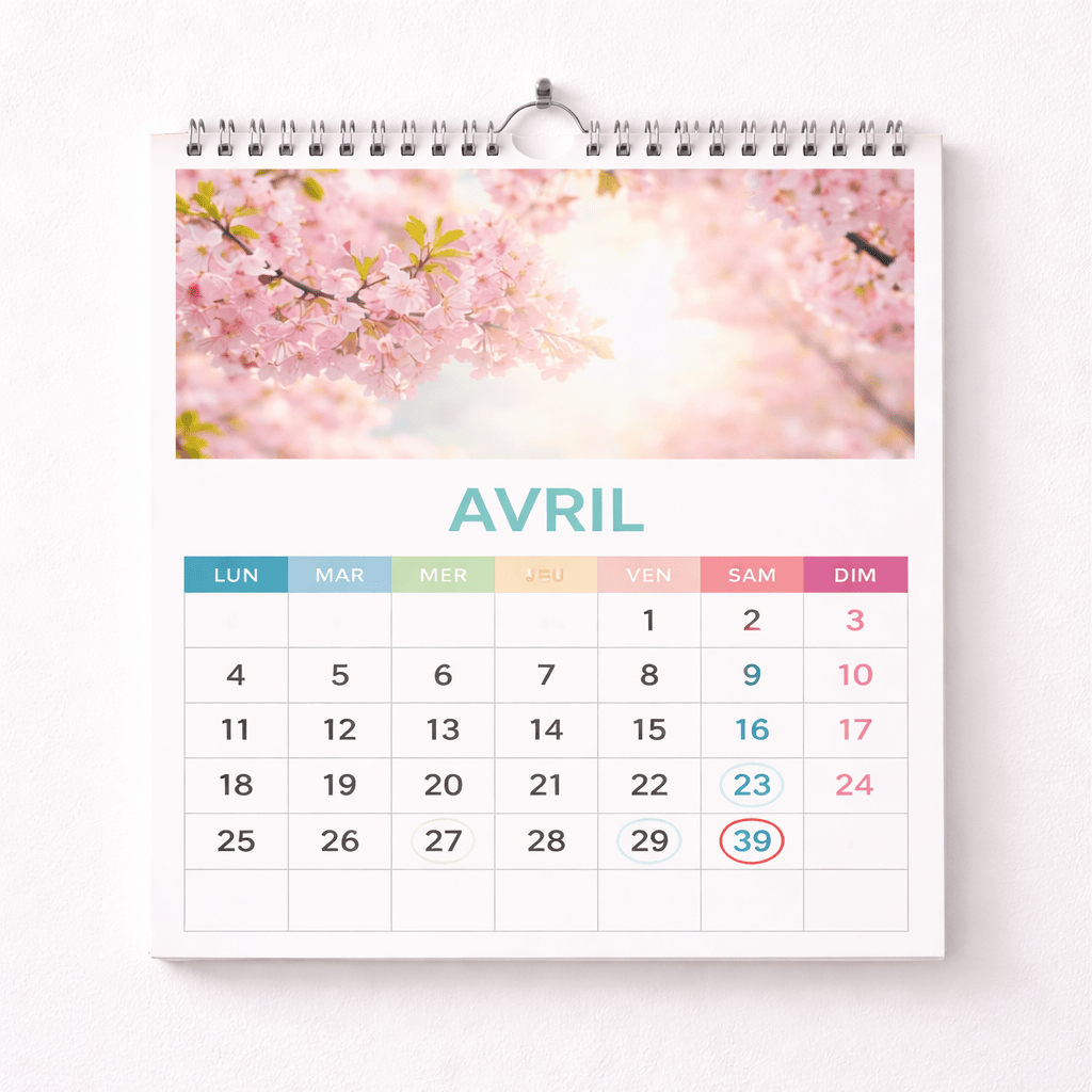 Le calendrier mural &agrave; spirale